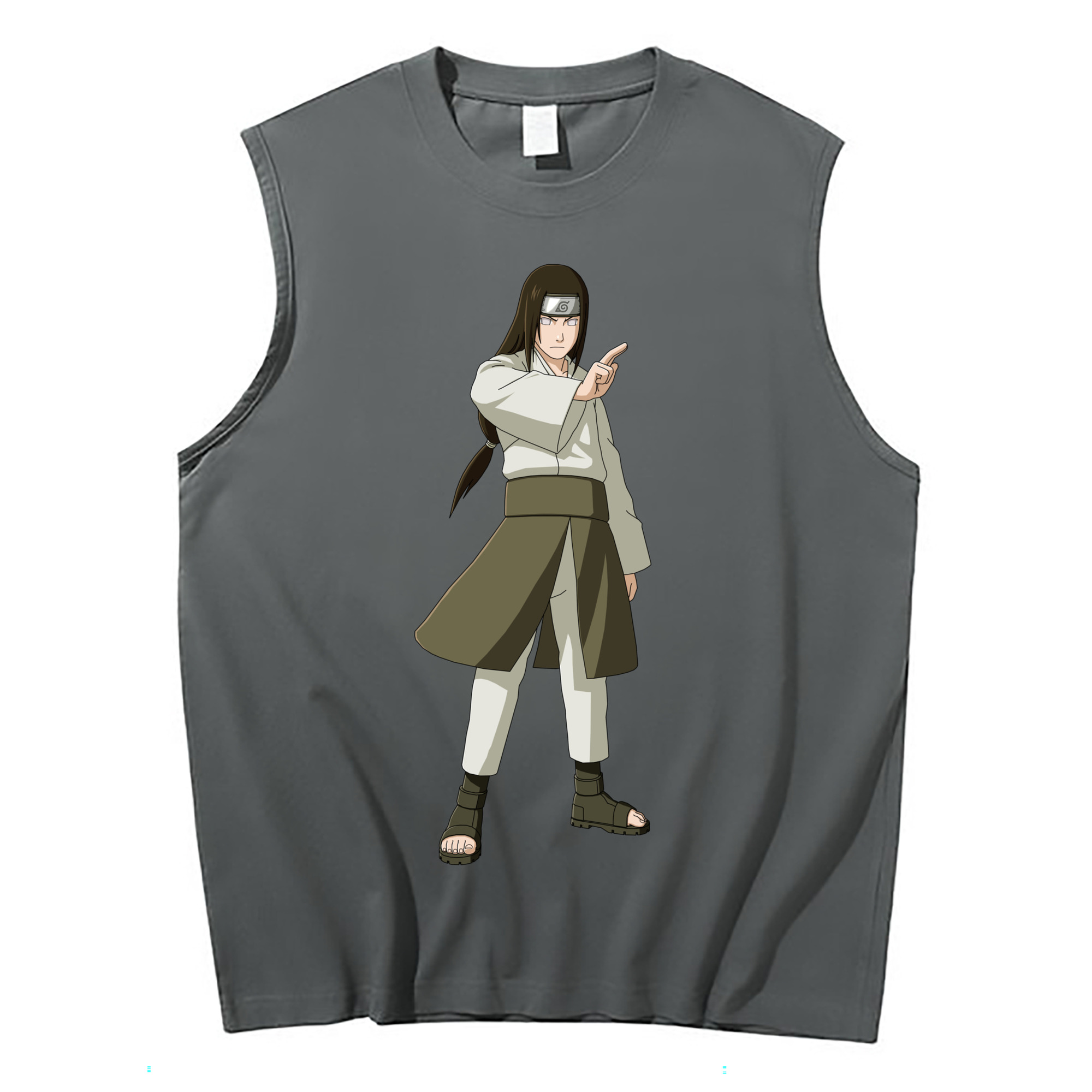 （画像用） NARUTO -ナルト- 日向ネジ Hyūga Neji コットン100％タンクトップ（フロントプリント）